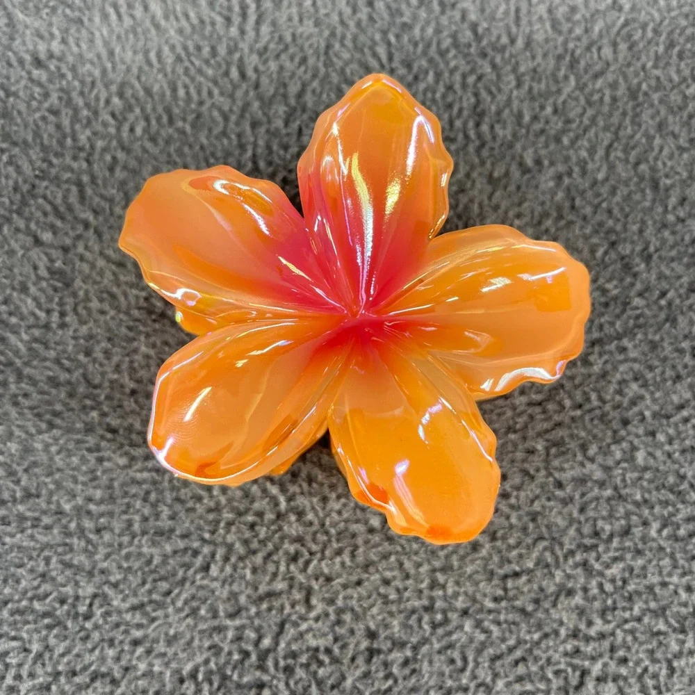 Piper K Flower Earring & Hair Clip Set Orange Tropical Floral Beach Bora Hawaii